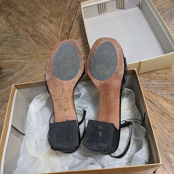 KF Ltd strappy black satin sandals Women's 8 - Picture 8 of 9